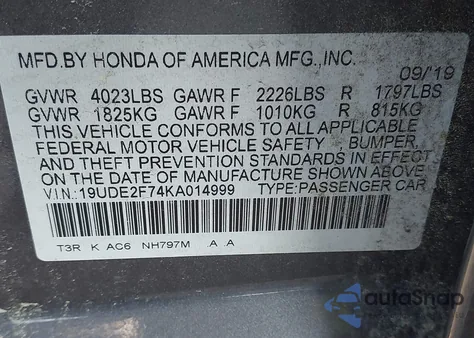 2019 Acura Ilx Premium Package/Technology Package z USA, uszkodzony, nr VIN 19UDE2F74KA014999